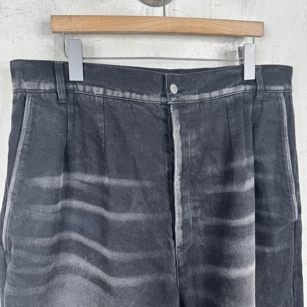 Rivington Wide Leg Pleated Long Denim Shorts
