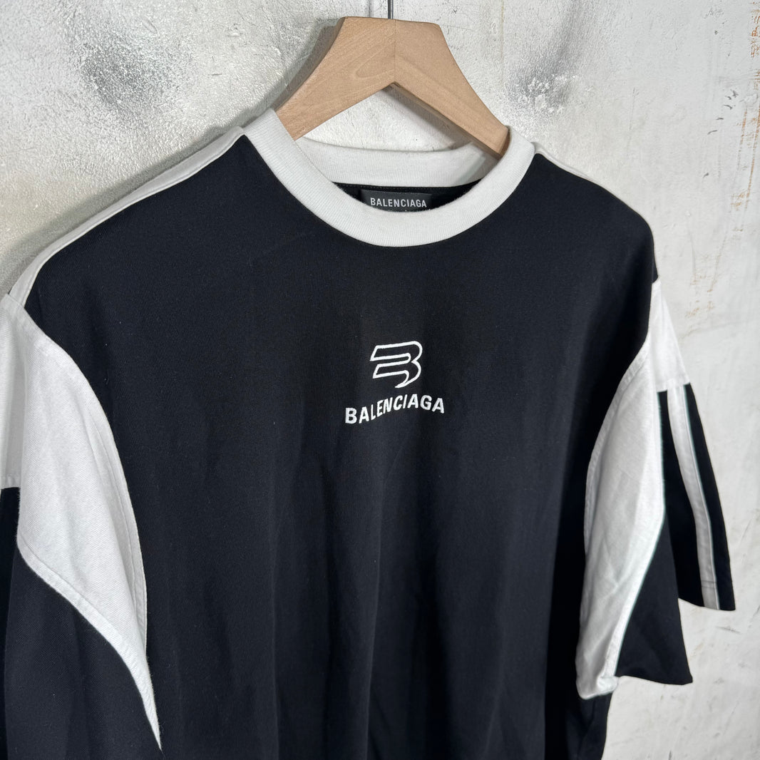 Balenciaga Black/White Sporty B Panelled T-Shirt
