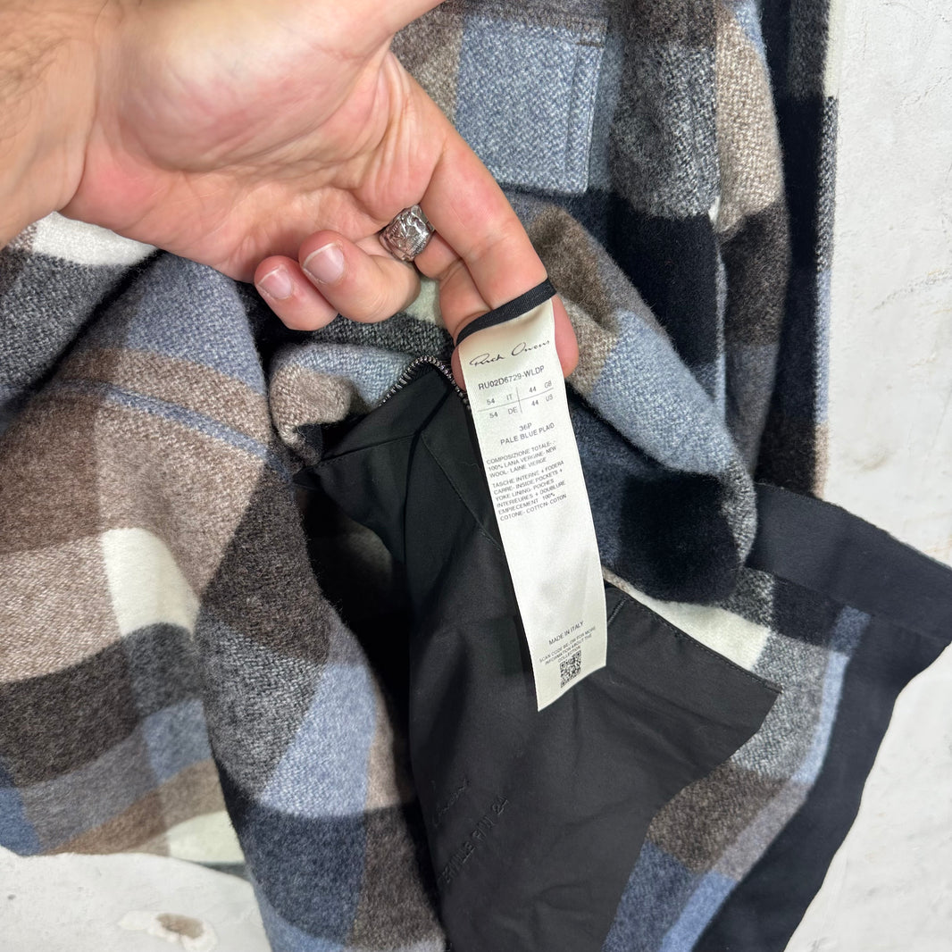 Rick Owens Porterville Wool Strapped Checkered Flannel