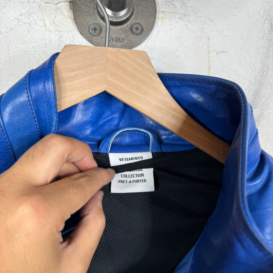 Vetements Leather Paneled Shoulder Sleeve Jacket