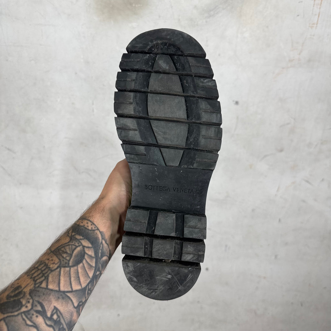 Bottega Veneta Black/Green Rubberized Derbys