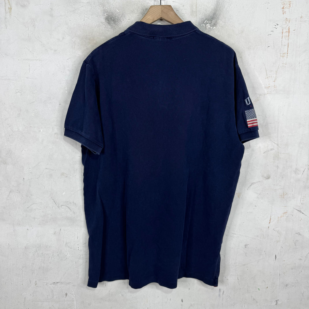Ralph Lauren Navy Red USA Sleeve Big Pony Polo