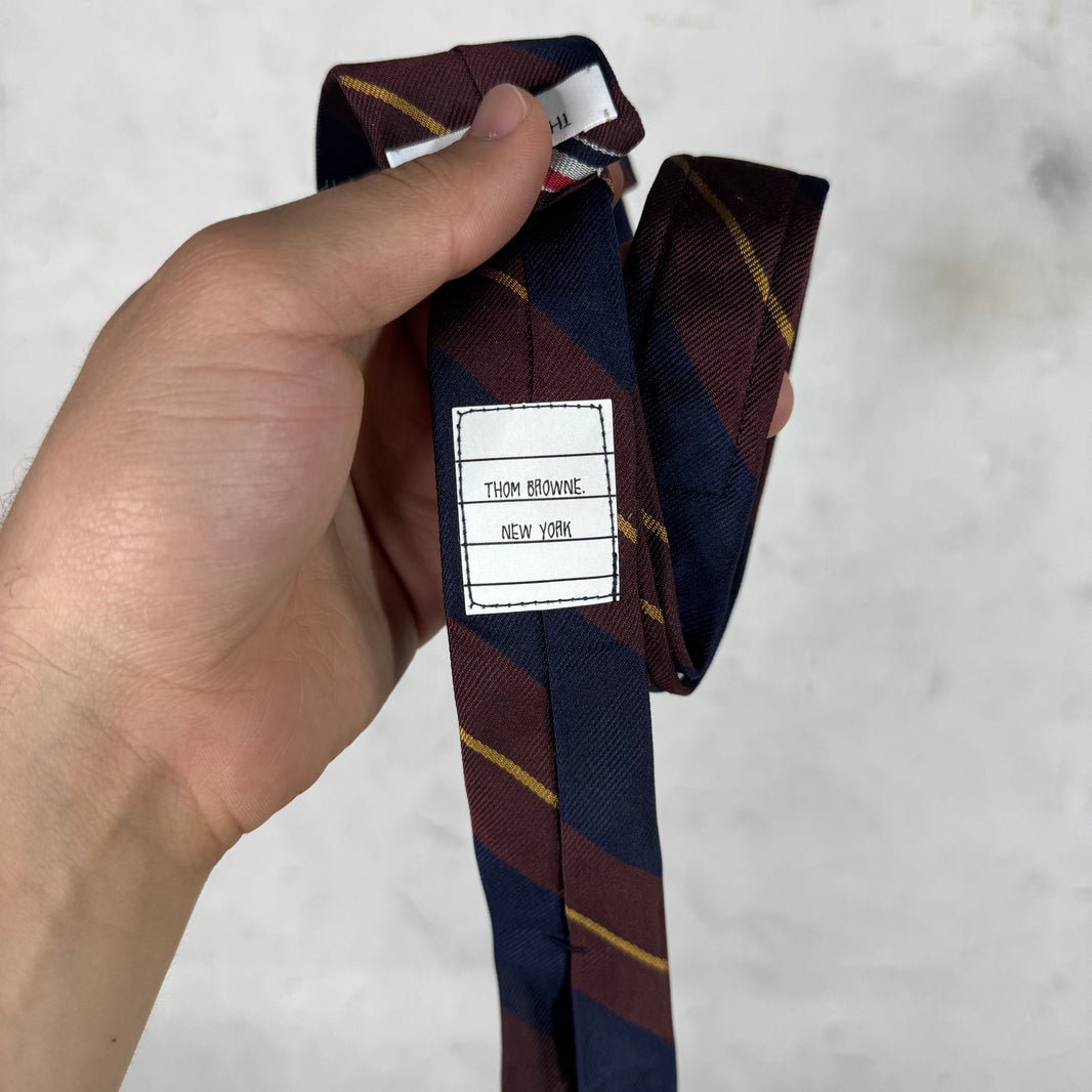 Thom Browne Navy/Maroon Striped Tie