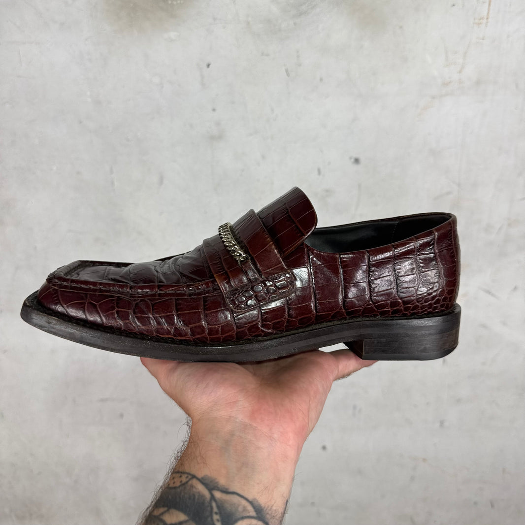 Martine Rose Square Toe Embossed Croc Loafer