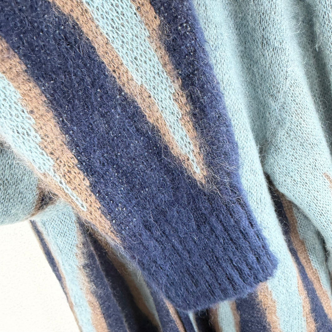 Needles Teal/Navy Spike Mohair Button Up Cardigan