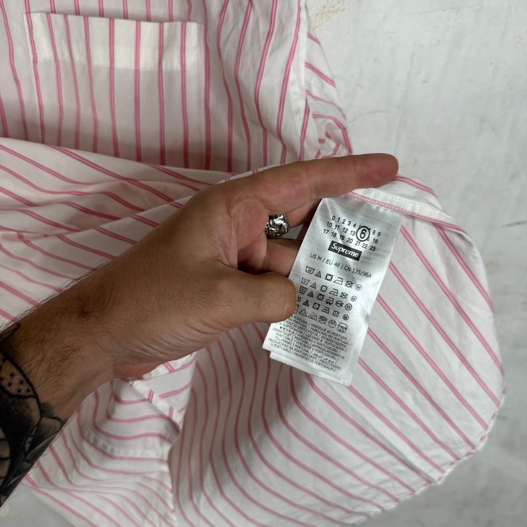 Supreme x MM6 Pinstriped Pink Shirt