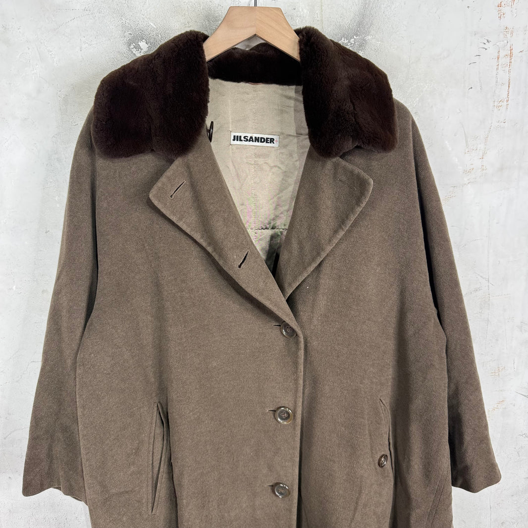 Jil Sander Wool Fur Collared Long Coat