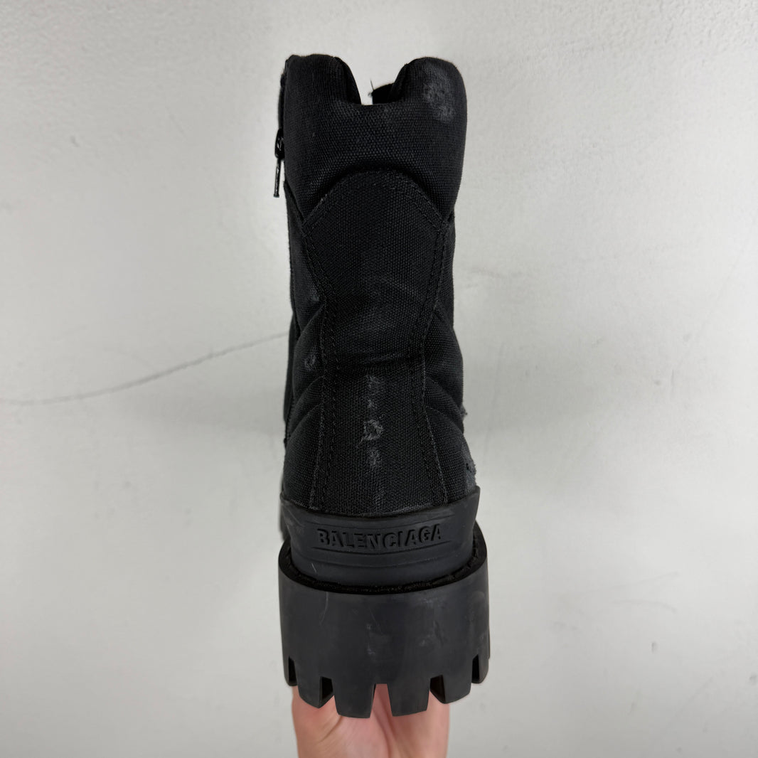 Balenciaga Black Canvas Strike Boots
