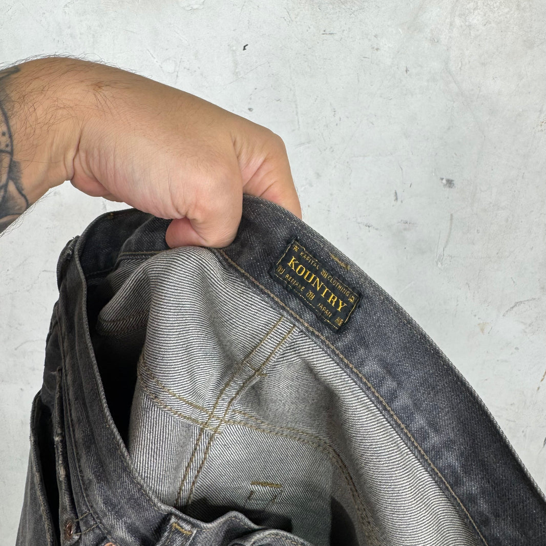 Kapital Grey Denim Bones Shorts