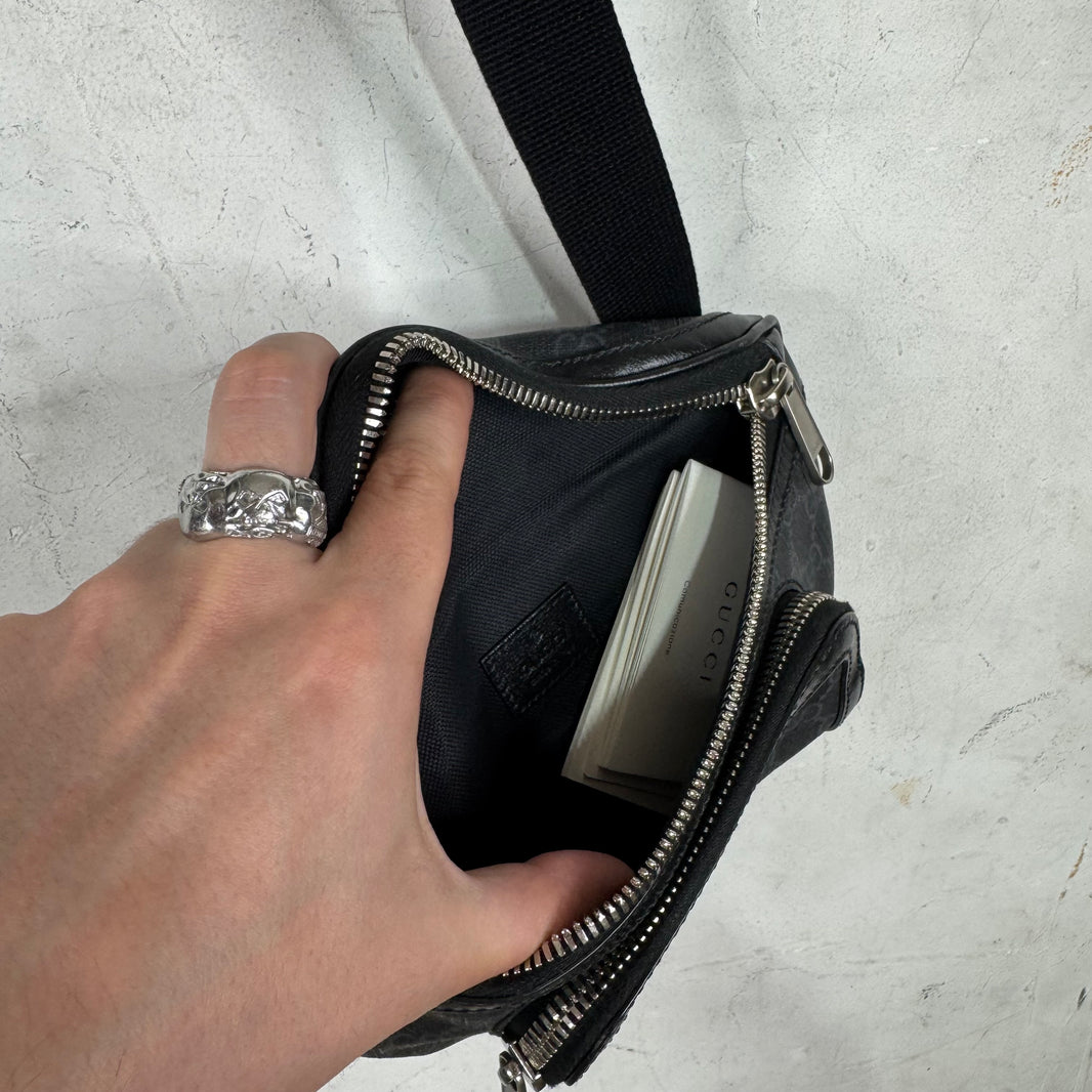 Gucci Coated Black Monogram Waist Bag