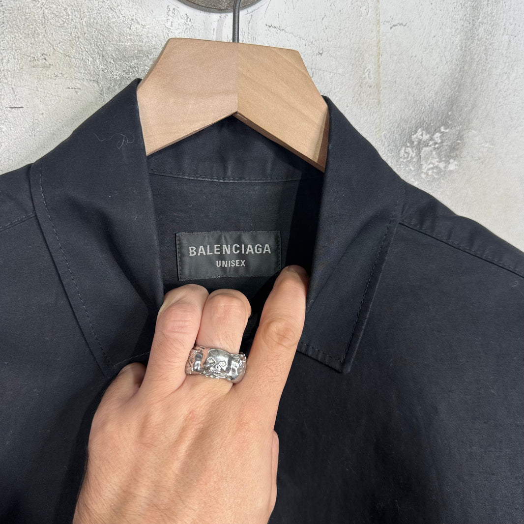Balenciaga Black Canvas Snap Overshirt