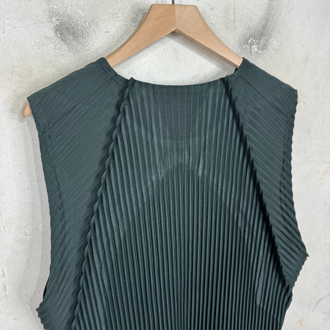 Issey Miyake Homme Plisse Green Tank Top