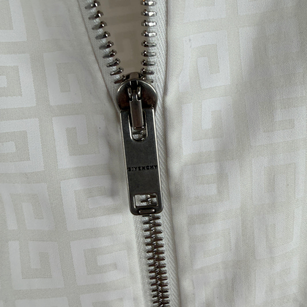 Givenchy White All Over Long Zip Up S/S Shirt