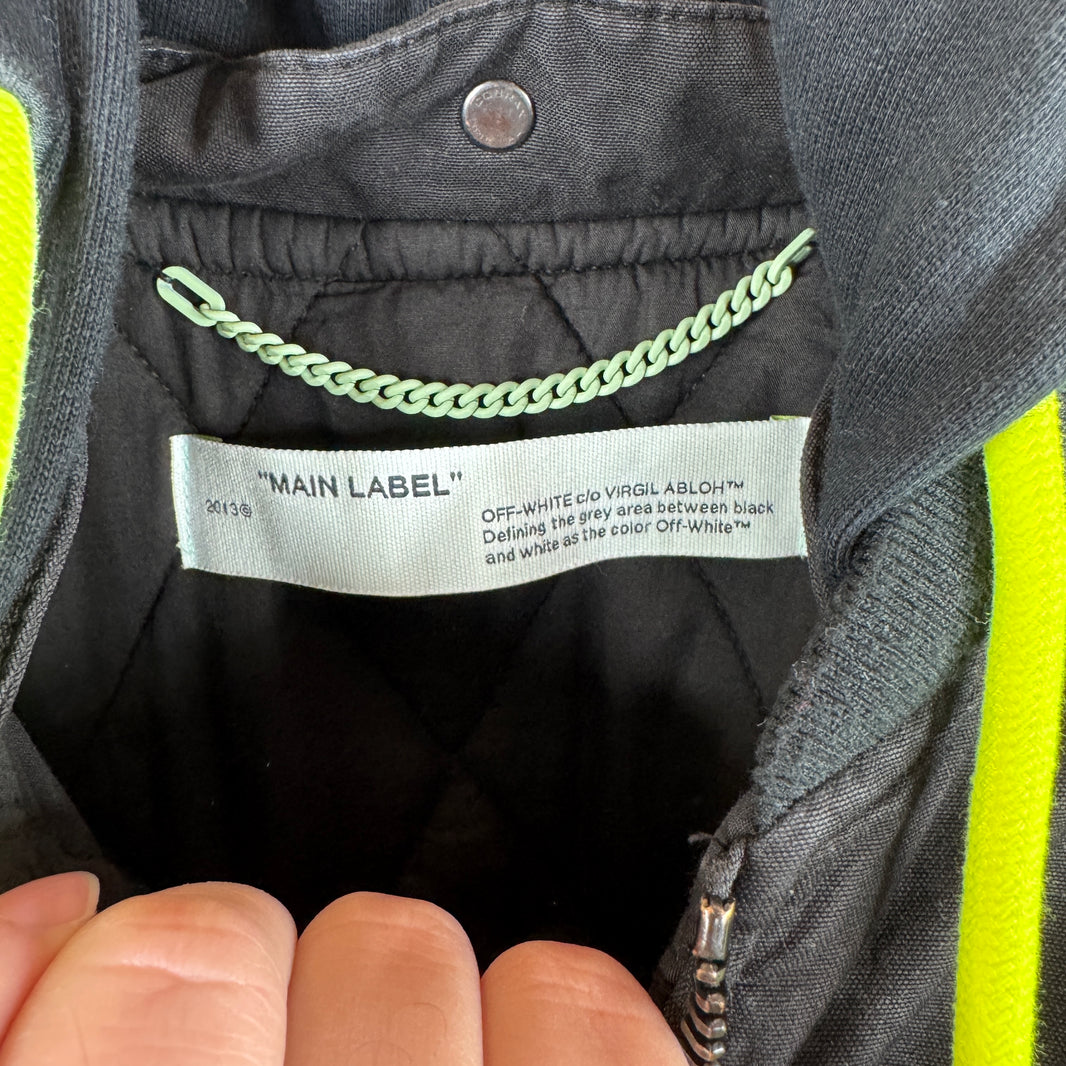 Off White Black Hooded Bomber Jacket