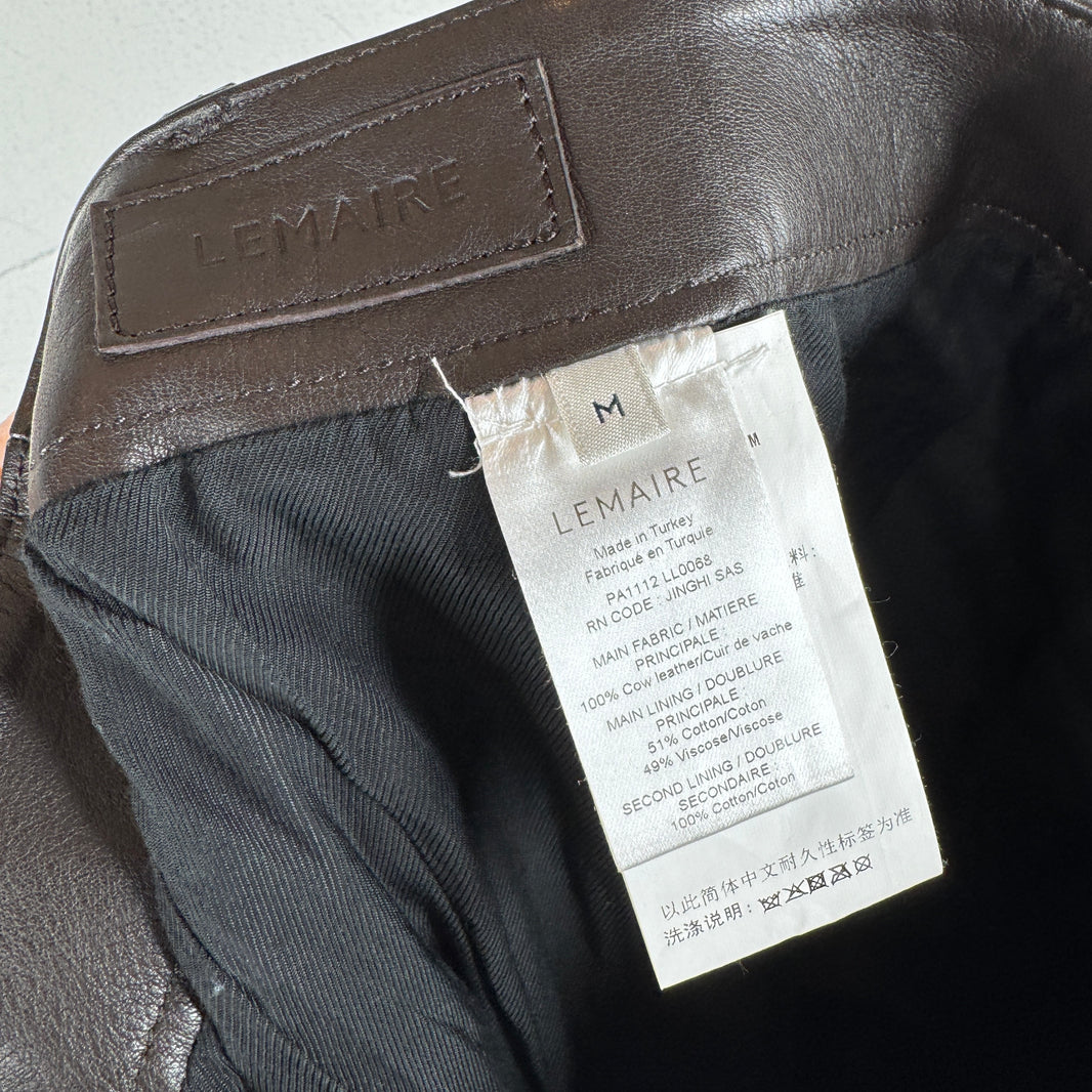 Lemaire Built In Belt Brown Leather Pants