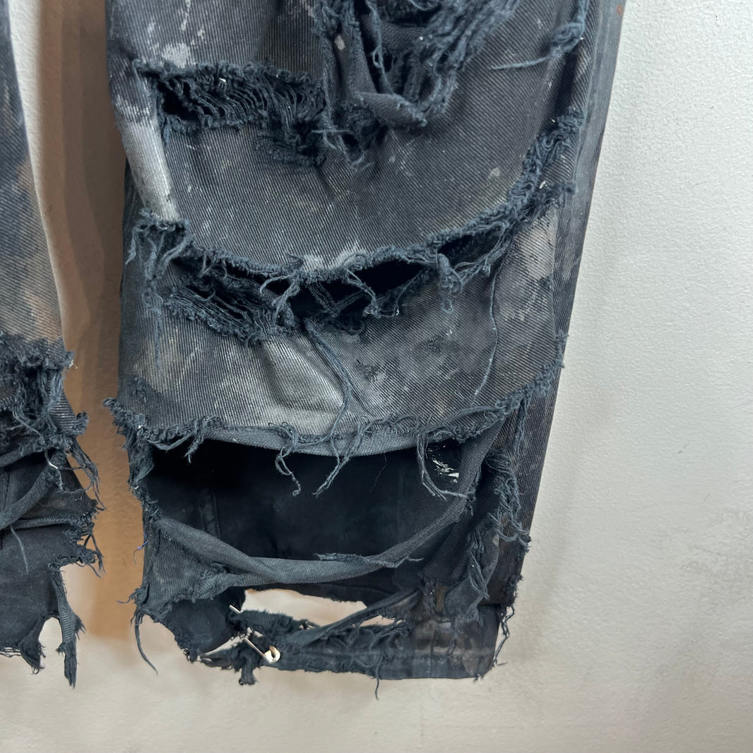 Balenciaga Black Mud Distressed Jeans