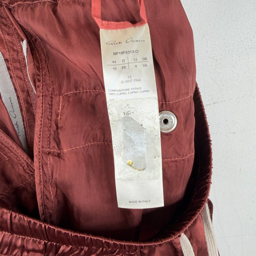 Rick Owens Red Cupro Track Pants