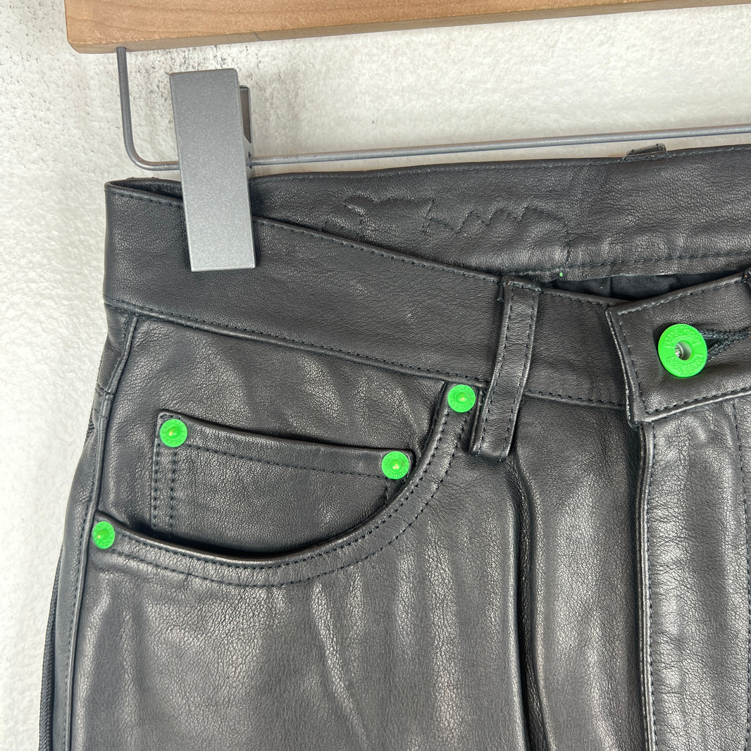 Endless Denim Black/Green Leather Pants