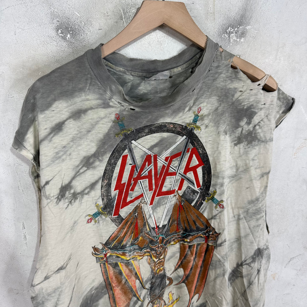 Vintage Slayer Dyed Distressed Cut off T-Shirt