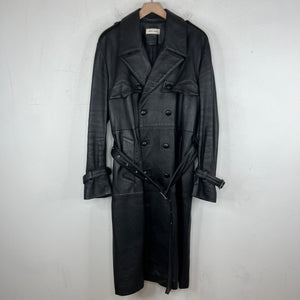 Ernest W. Baker Double Breasted Black Leather Trench Coat
