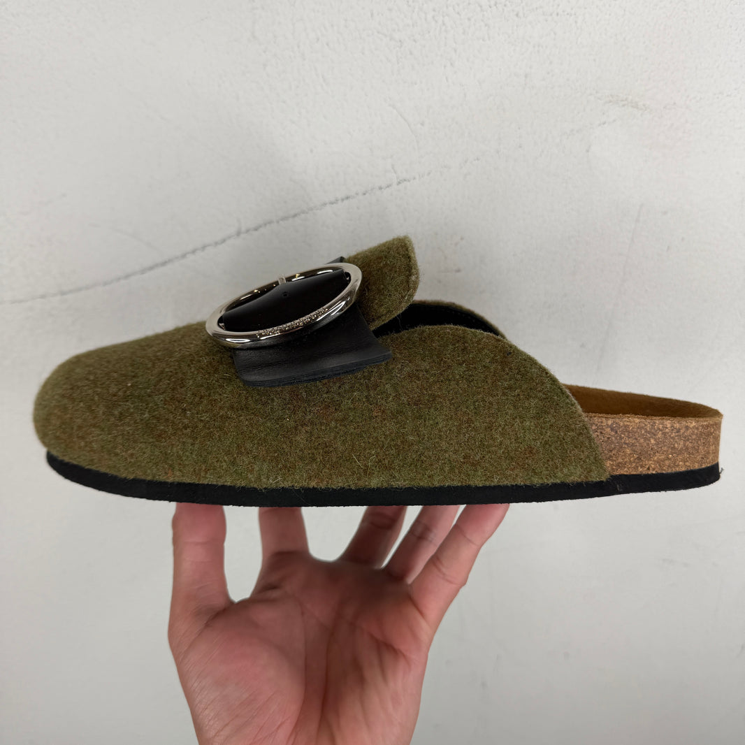 JW Anderson Green Wool Strap Mules