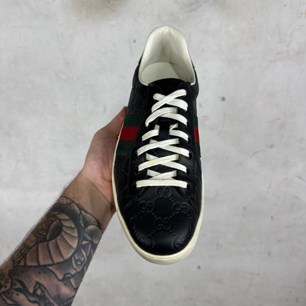Gucci Black Embossed Monogram Aces