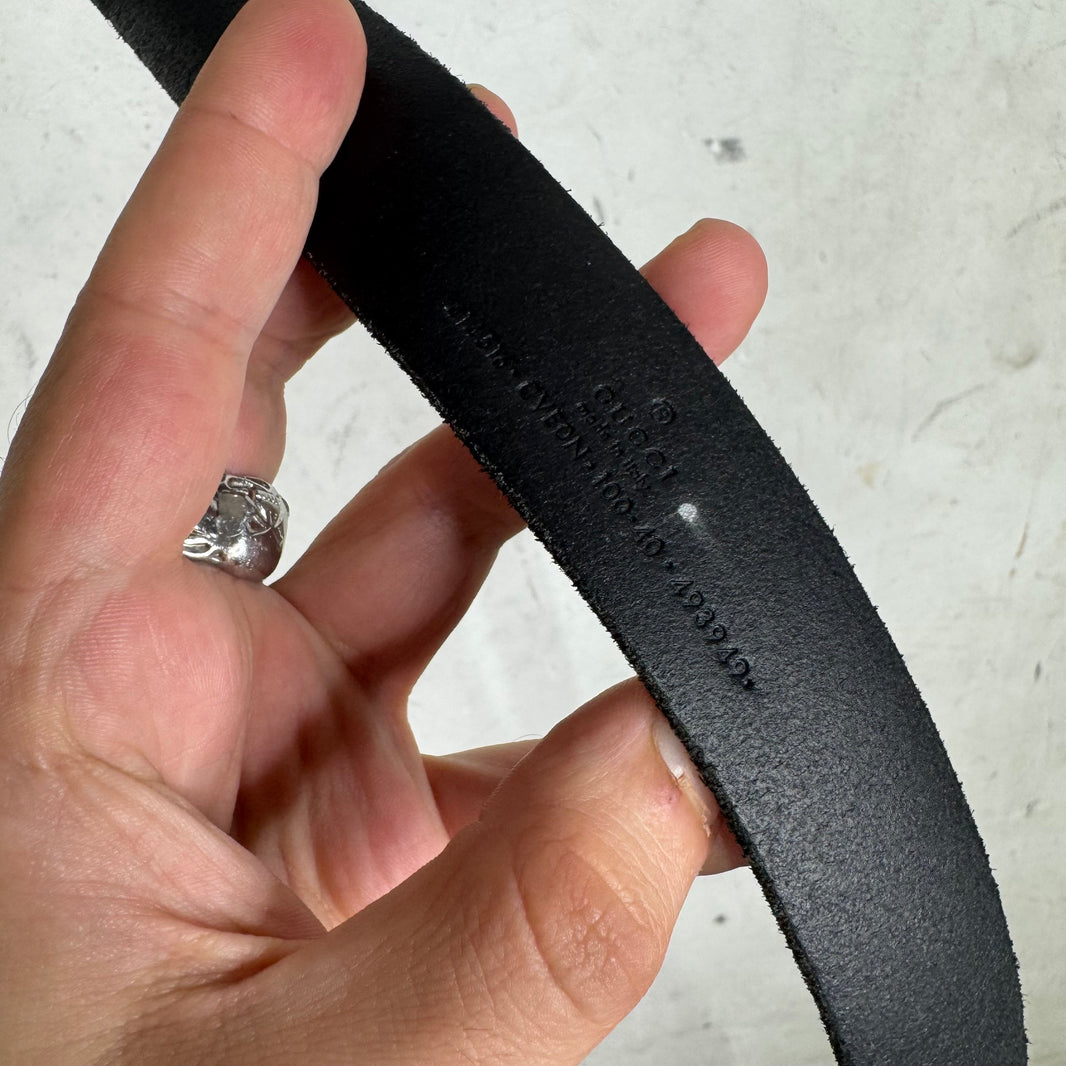 Gucci Black Leather Interlock Belt