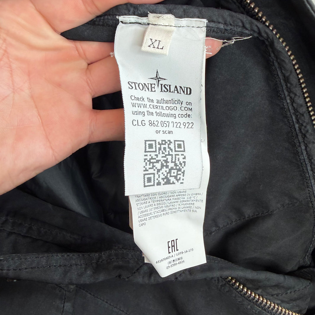 Stone Island Shadow Project Black Washed Double Layered Coat