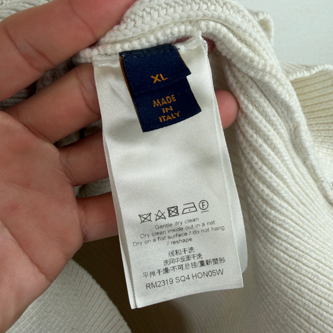Louis Vuitton V Neck Cursive Logo Knit Sweater