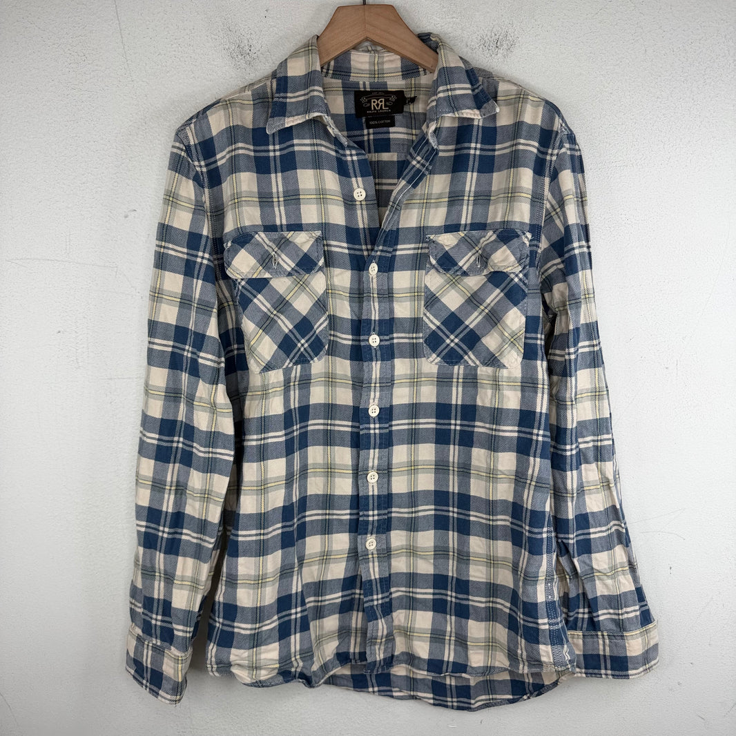 RRL Blue/White Plaid Button Up LS Pocket Shirt