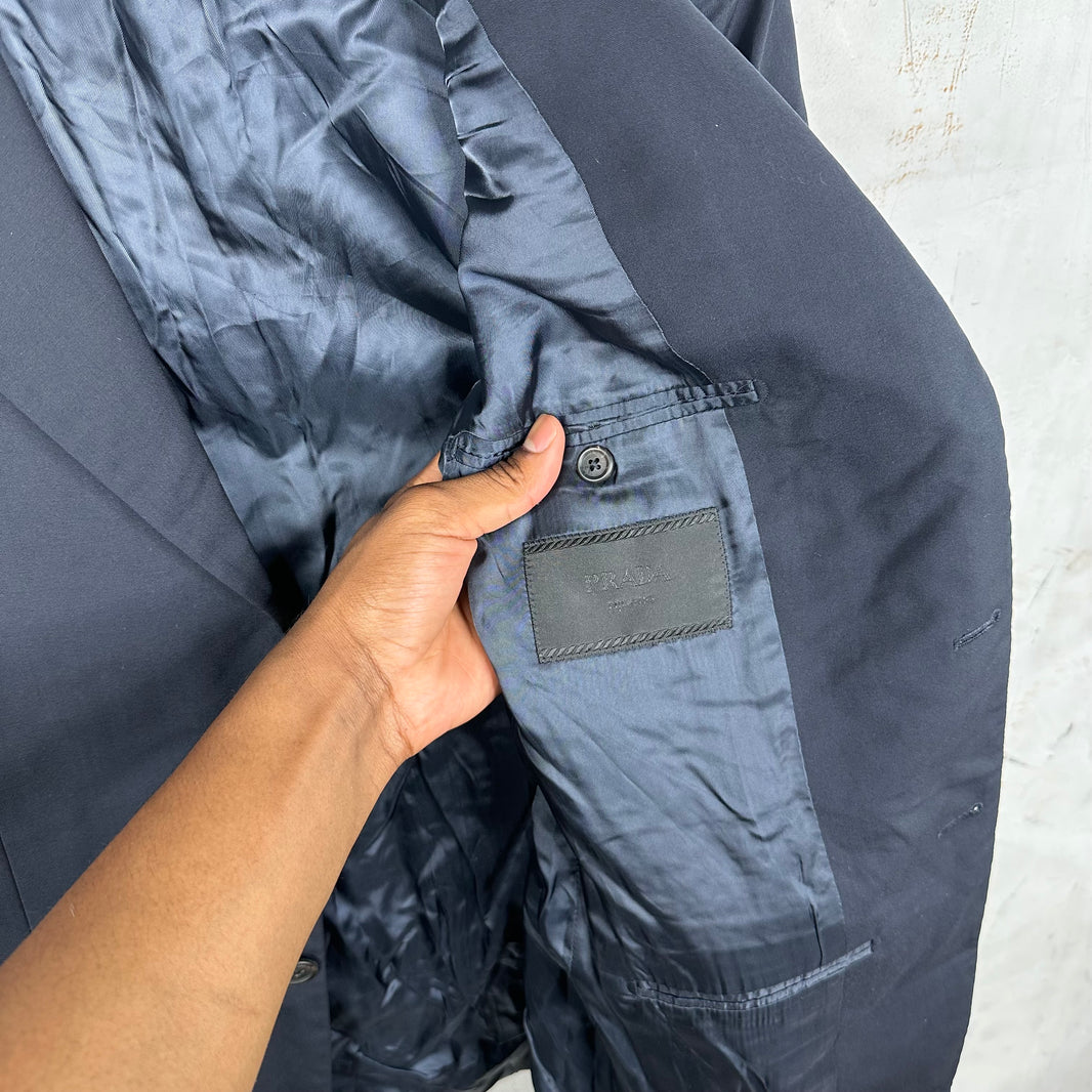 Prada Navy Square Vented Blazer