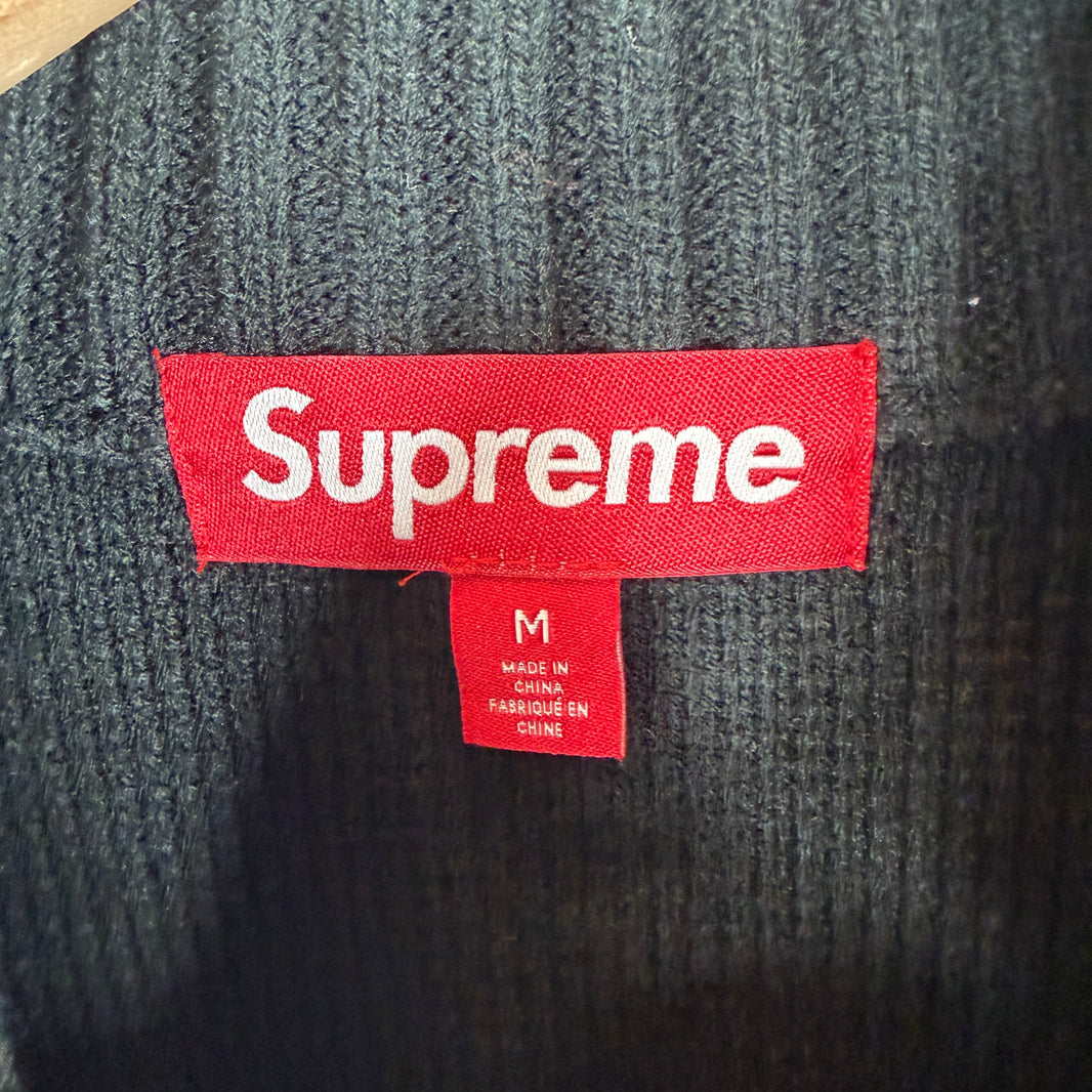 Supreme Cursive Embroidered 1/4 Zip Knit Sweater
