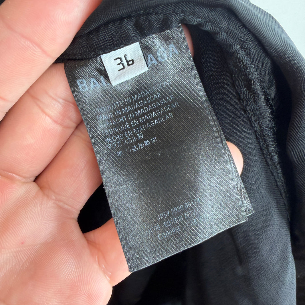 Balenciaga Small Fit Black Twill Button Up LS Shirt