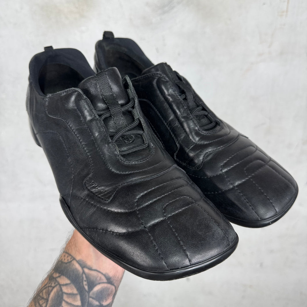 Prada Black Quilted Flat Leather Sneakers