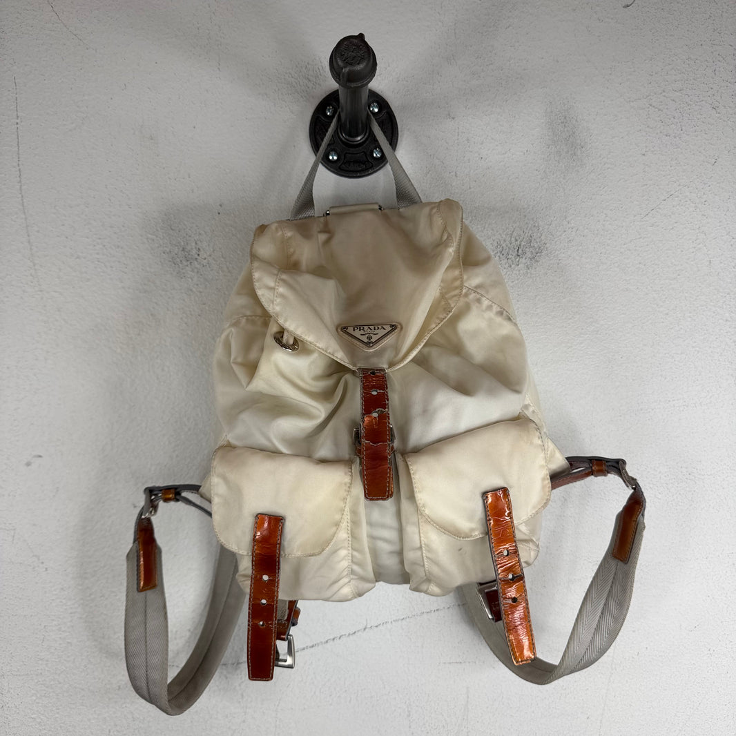 Prada Smoked Nylon White Badge Backpack