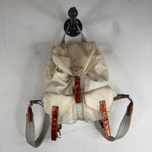 Prada Smoked Nylon White Badge Backpack