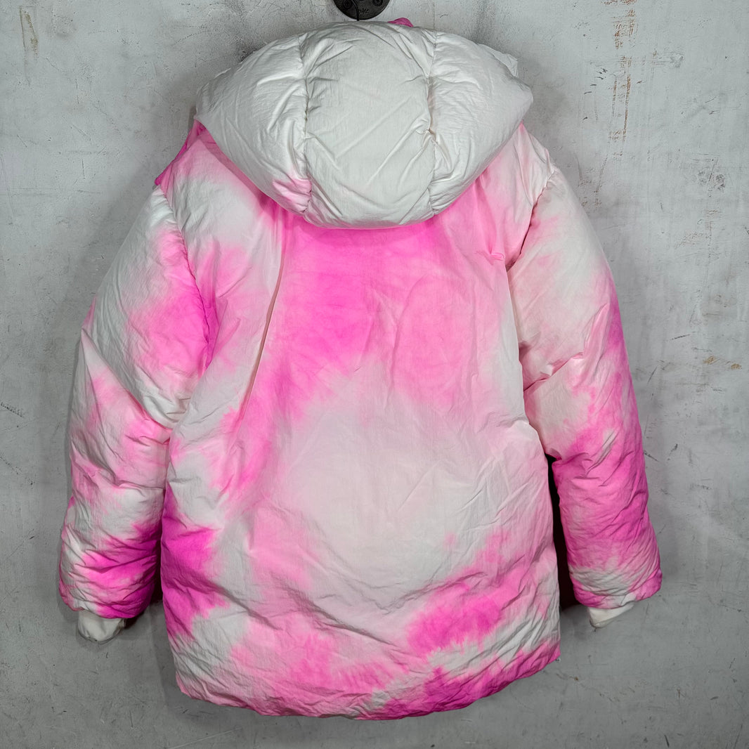 Louis Vuitton Pink/White Tie Dye Hooded Puffer