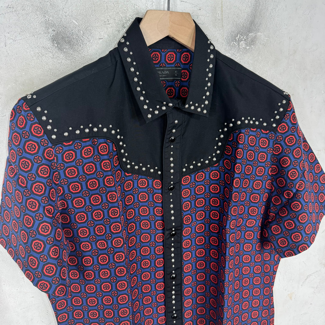 Prada Studded Paneled Shirt