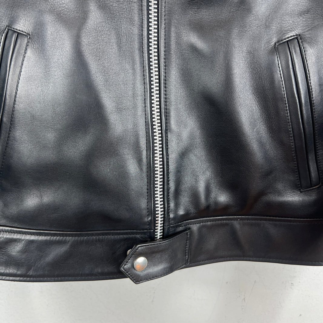 Stussy Leather S Wing Cropped Biker Jacket
