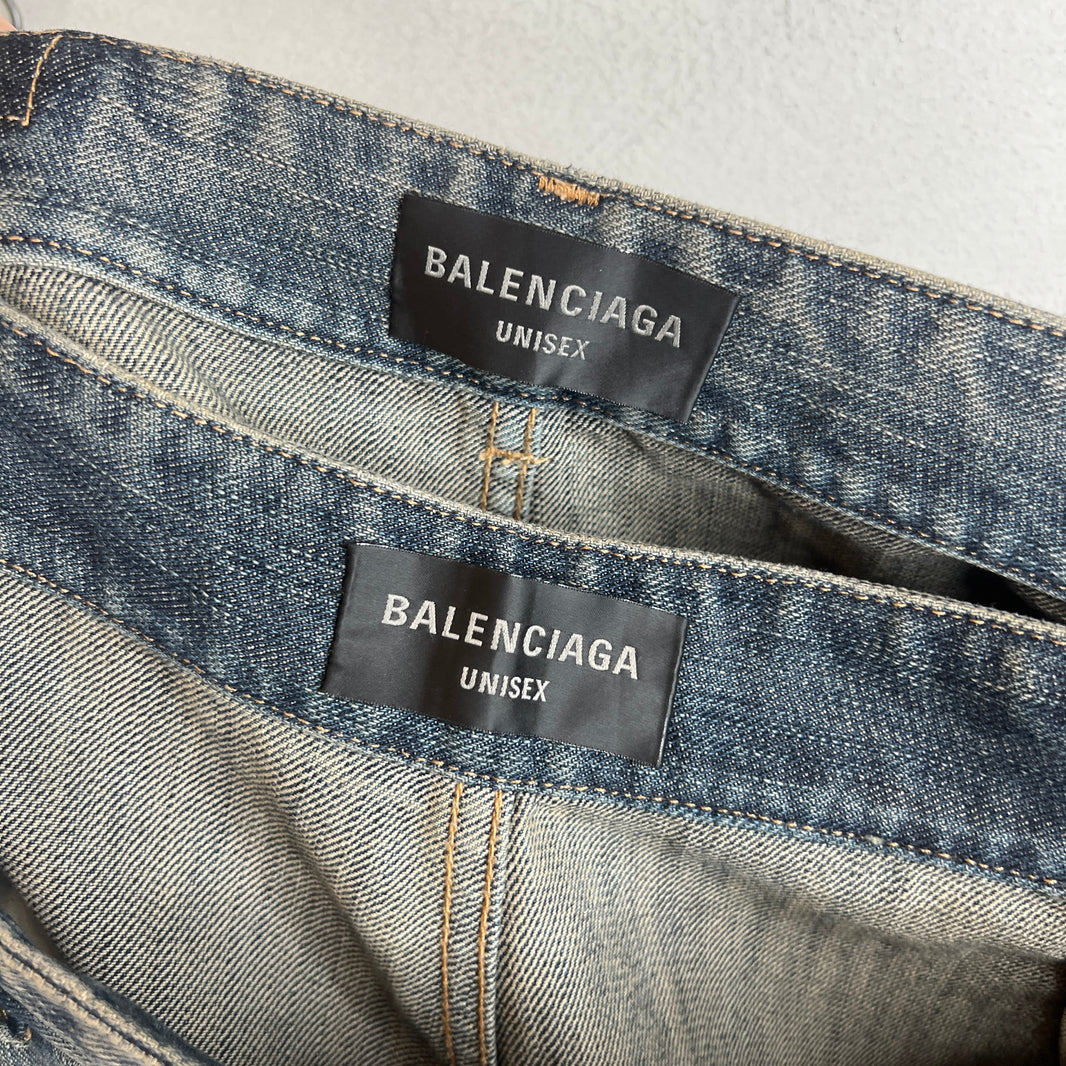 Balenciaga Blue Washed Apron Jeans