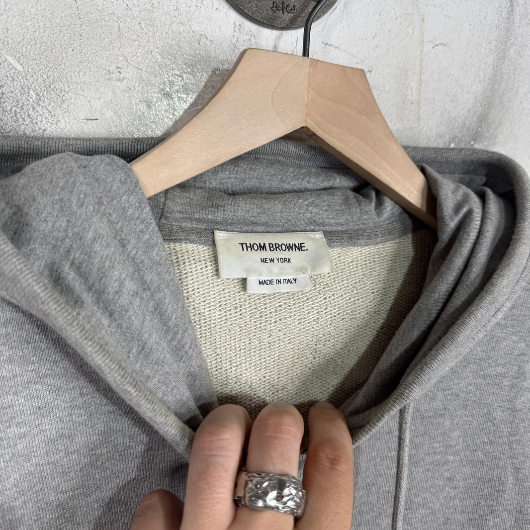 Thom Browne Grey Back Striped Hoodie
