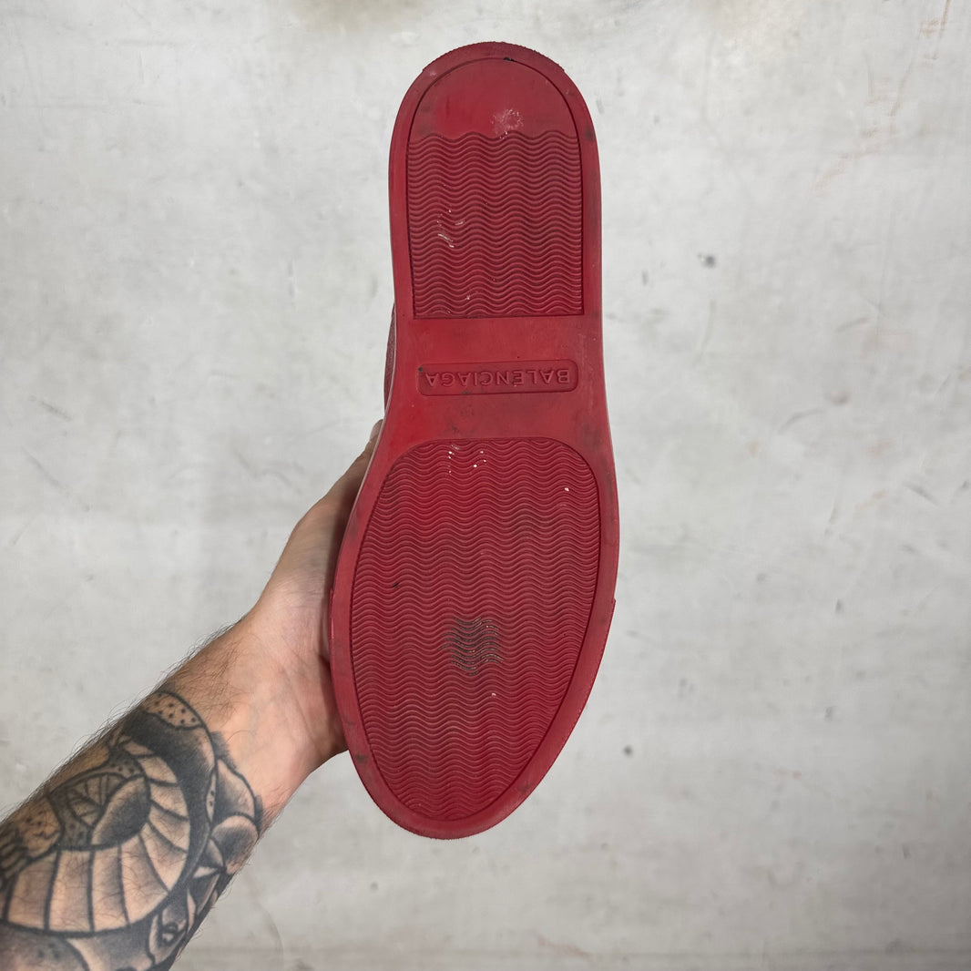 Balenciaga Red Tumbled Leather Arenas