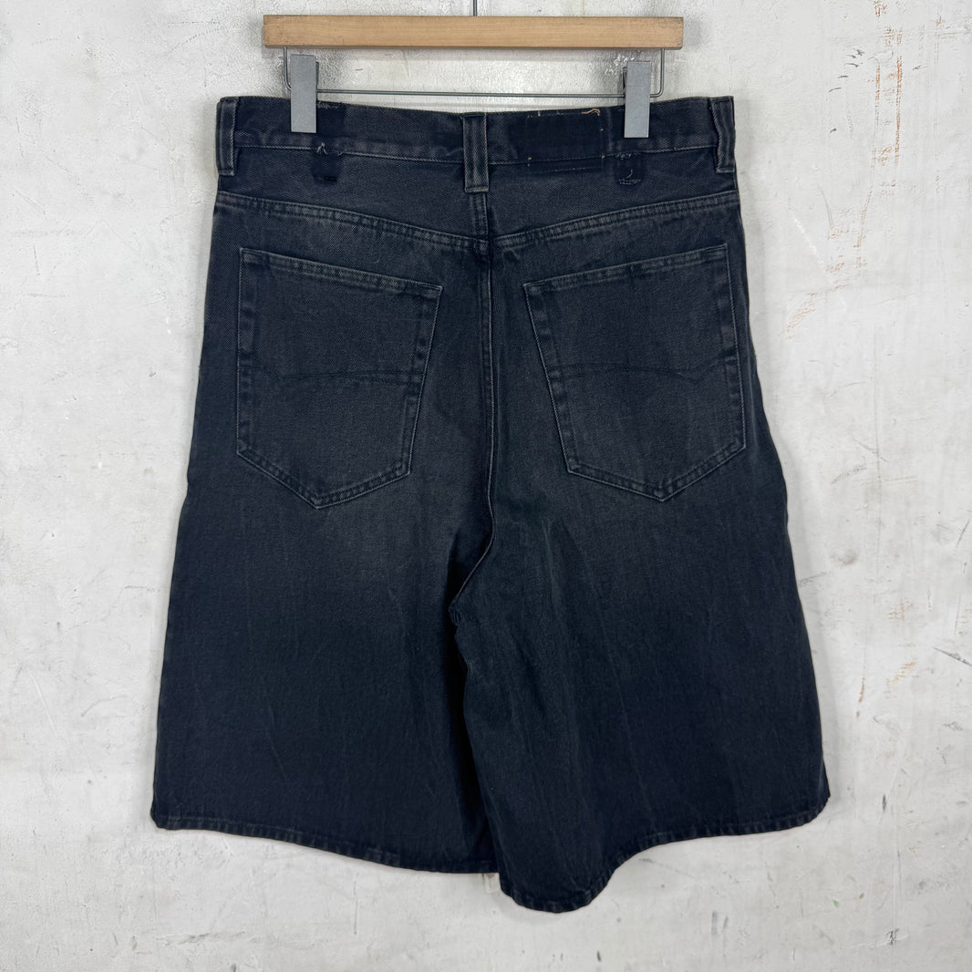 Balenciaga Black Flare Baggy Denim Shorts