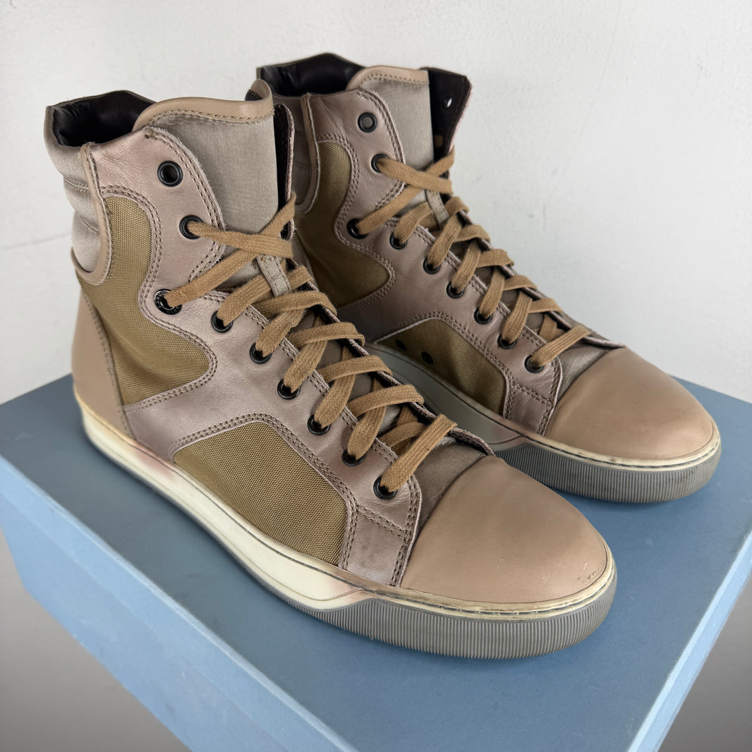 Lanvin Leather Canvas High Top Sneaker