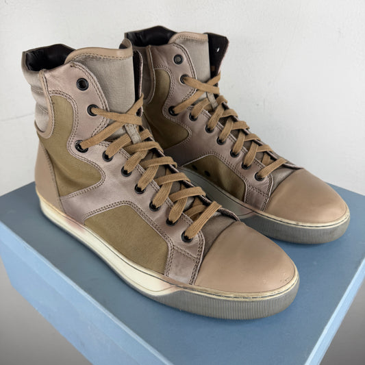 Lanvin Leather Canvas High Top Sneaker