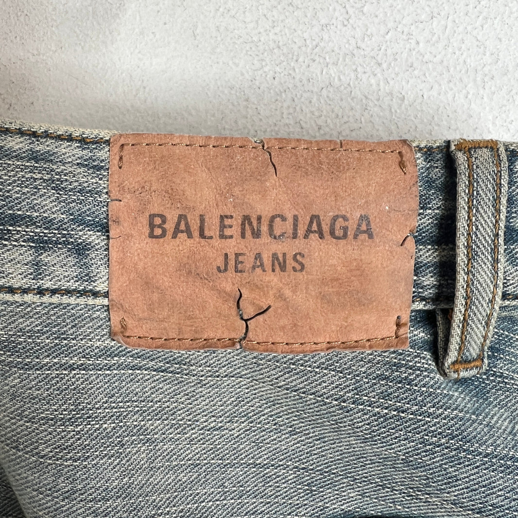 Balenciaga Paneled Drawstring Baggy Denim Jeans