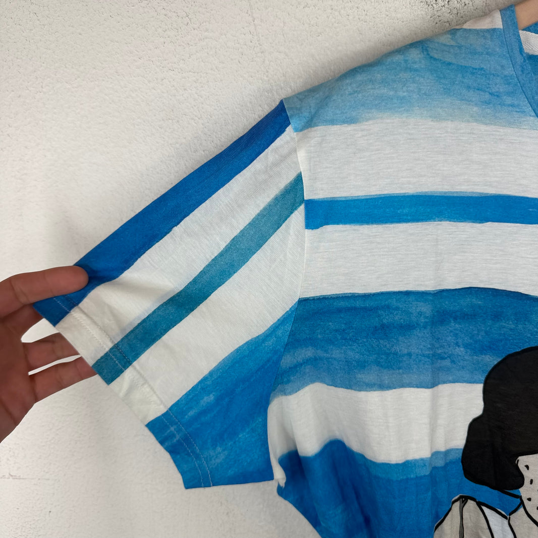 Dolce & Gabanna Blue Striped Printed T-Shirt