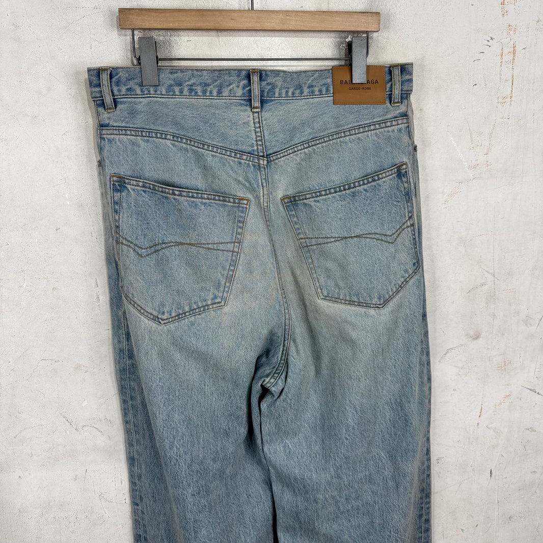 Balenciaga Lightwash Garde Robe Baggy Jeans