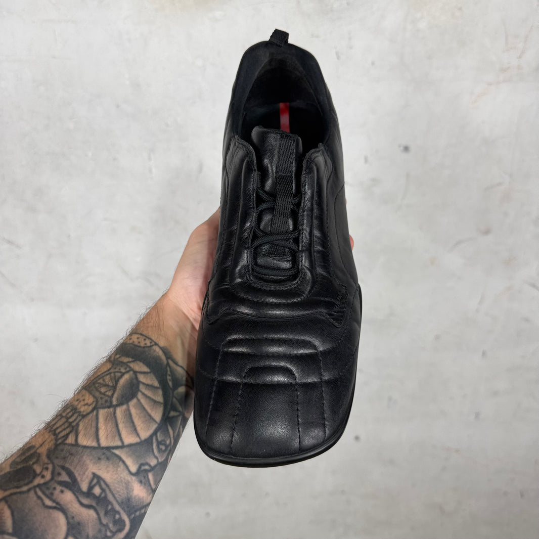 Prada Black Quilted Flat Leather Sneakers