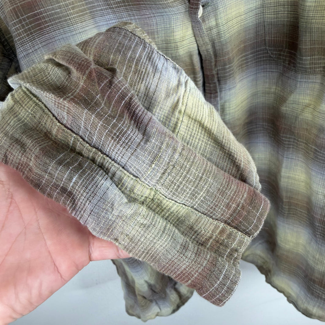 Our Legacy Green/Brown Plaid Button Up Box Shirt